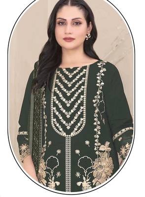 Georgette fabric mahendi color designer embroidered graceful partywear salwar kameez 2