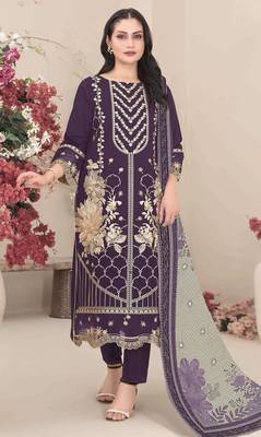 Georgette fabric wine color designer embroidered graceful partywear salwar kameez 1