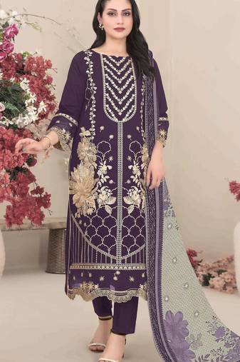 Georgette fabric wine color designer embroidered graceful partywear salwar kameez