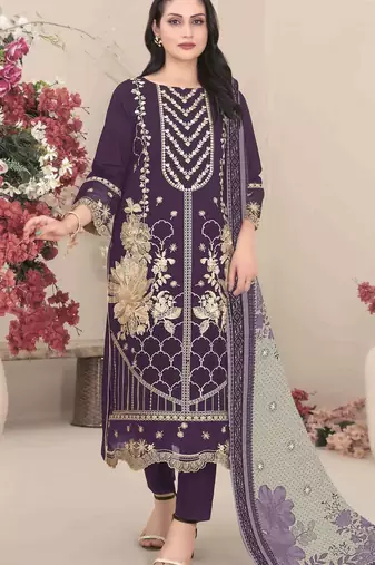 Georgette fabric wine color designer embroidered graceful partywear salwar kameez