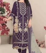 Georgette fabric wine color designer embroidered graceful partywear salwar kameez