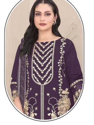 Georgette fabric wine color designer embroidered graceful partywear salwar kameez 2