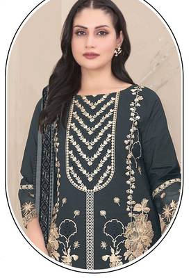 Georgette fabric grey color designer embroidered graceful partywear salwar kameez 2