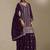Purple color smart chinon fabric designer embroidered palazzo dress
