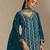 Teal color smart chinon fabric designer embroidered palazzo dress