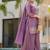 Lavender real kutch hand embroidered gold silk sharara suit set with dupatta