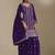 Violet color smart chinon fabric designer embroidered palazzo dress