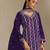 Violet color smart chinon fabric designer embroidered palazzo dress