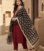 Black color designer digital printed fancy dupatta for ceremonial looks