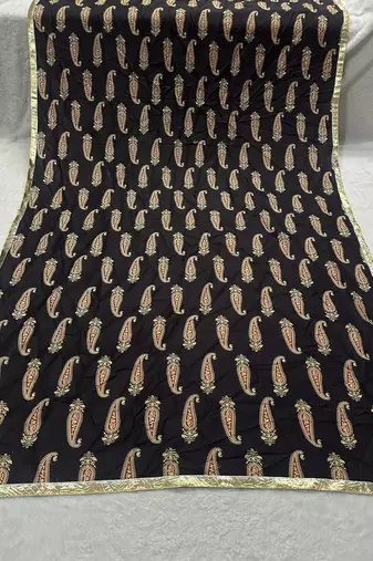 Black color designer digital printed fancy dupatta for ceremonial looks