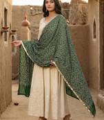 Green color designer digital printed fancy dupatta for ceremonial looks