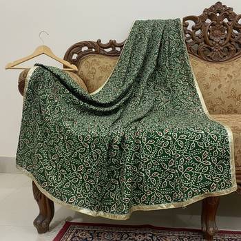 Green color designer digital printed fancy dupatta for ceremonial looks 3