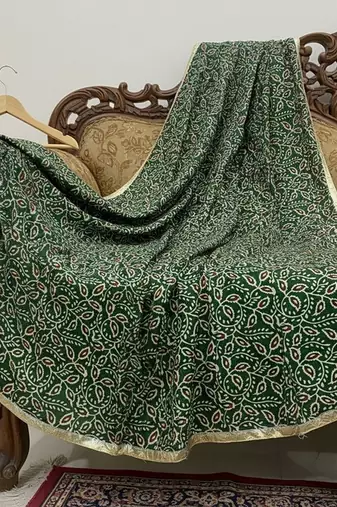 Green color designer digital printed fancy dupatta for ceremonial looks