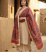 Red color designer digital printed fancy dupatta for ceremonial looks