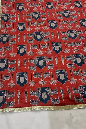 Red color designer digital printed fancy dupatta for ceremonial looks