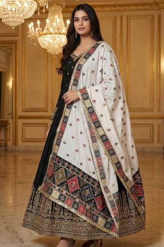 White color designer digital printed fancy dupatta for ceremonial looks