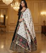 White color designer digital printed fancy dupatta for ceremonial looks