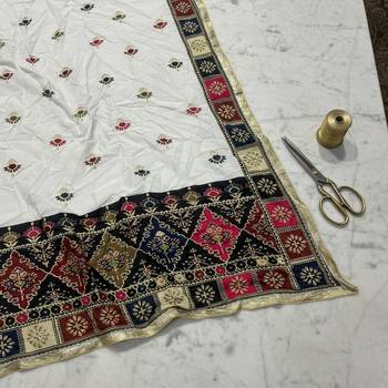 White color designer digital printed fancy dupatta for ceremonial looks 2