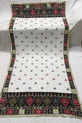 White color designer digital printed fancy dupatta for ceremonial looks 4