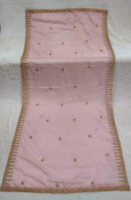 Baby pink color organza fabric dori embroidery work fancy ceremonial dupatta 4