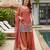 Rust embroidered beads work shimmer satin sharara salwar suit set with dupatta