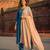 Peach color organza fabric dori embroidery work fancy ceremonial dupatta