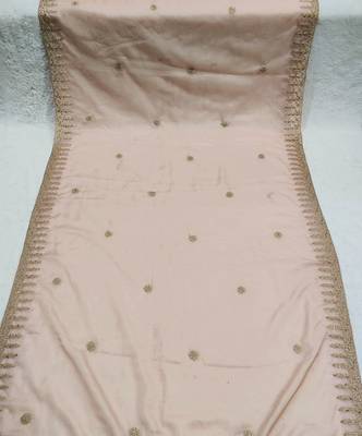 Peach color organza fabric dori embroidery work fancy ceremonial dupatta 3