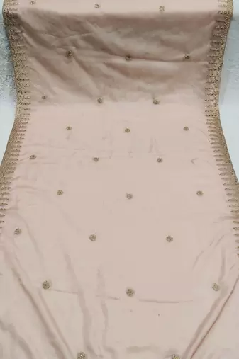 Peach color organza fabric dori embroidery work fancy ceremonial dupatta
