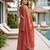Rust embroidered beads work shimmer satin sharara salwar suit set with dupatta