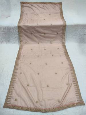 Peach color organza fabric dori embroidery work fancy ceremonial dupatta 4