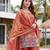 Rust embroidered beads work shimmer satin sharara salwar suit set with dupatta