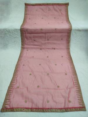Pink color organza fabric dori embroidery work fancy ceremonial dupatta 4