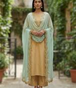 Sky blue color organza fabric sequins embroidery work ceremonial dupatta