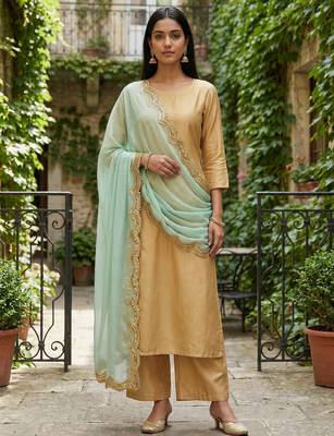 Sky blue color organza fabric sequins embroidery work ceremonial dupatta 2