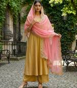 Gajri color organza fabric sequins embroidery work ceremonial dupatta