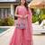 Peach embroidered beads work shimmer satin sharara salwar suit set with dupatta
