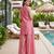Peach embroidered beads work shimmer satin sharara salwar suit set with dupatta