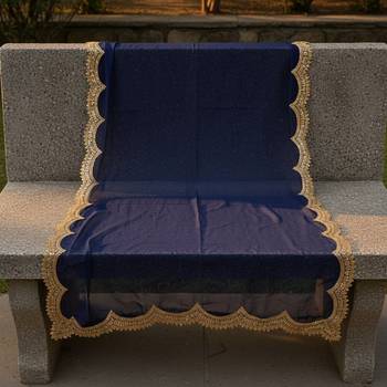 Blue color organza fabric sequins embroidery work ceremonial dupatta 3