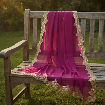 Pink color organza fabric sequins embroidery work ceremonial dupatta 3