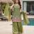 Mehendi embroidered beads work shimmer satin sharara salwar suit set with dupatta