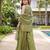 Mehendi embroidered beads work shimmer satin sharara salwar suit set with dupatta