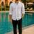 White color formal solid linen cotton rich looks shirt for men