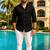 Black color formal solid linen cotton rich looks shirt for men