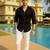 Black color formal solid linen cotton rich looks shirt for men