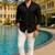 Black color formal solid linen cotton rich looks shirt for men