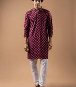 Wine color rayon fabric designer embroidered ethnic kurta payjama for men's traditional looks