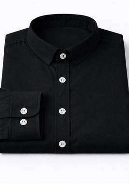Black color formal solid linen cotton rich looks shirt for men 5