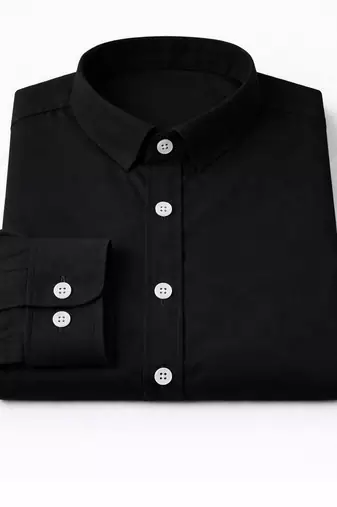 Black color formal solid linen cotton rich looks shirt for men