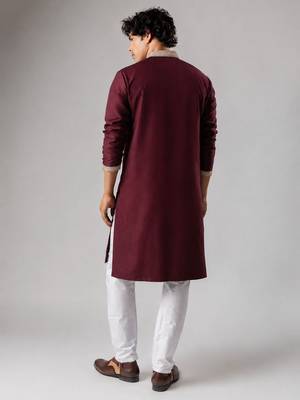 Smart and graceful wine color viscose silk men's ceremonial attire 2