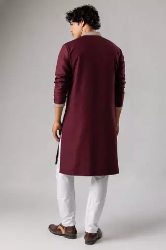 Smart and graceful wine color viscose silk men's ceremonial attire
